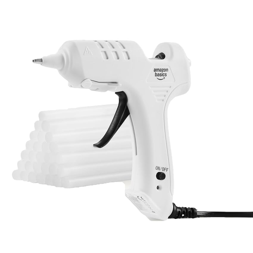 Amazon Basics Kit per pistola per colla a caldo con 30 bastoncini di colla