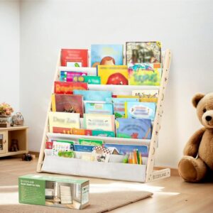 COSYLAND Libreria Montessori per Bambini Con 6 Scomparti in Tessuto Oxford