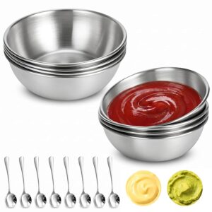 VINATO 8 Ciotoline + 8 Cucchiai in Acciaio Inox