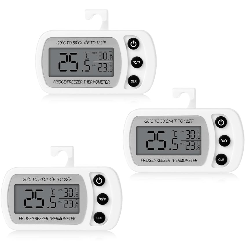 Cozary Termometro per Frigorifero 3 Pezzi con Display LCD e Magnete