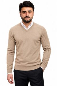 Maglione Scollo V Uomo Maglioncino Invernale Slim Maglia Casual Elegante VEQUE