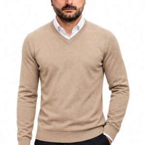 Maglione Scollo V Uomo Maglioncino Invernale Slim Maglia Casual Elegante VEQUE