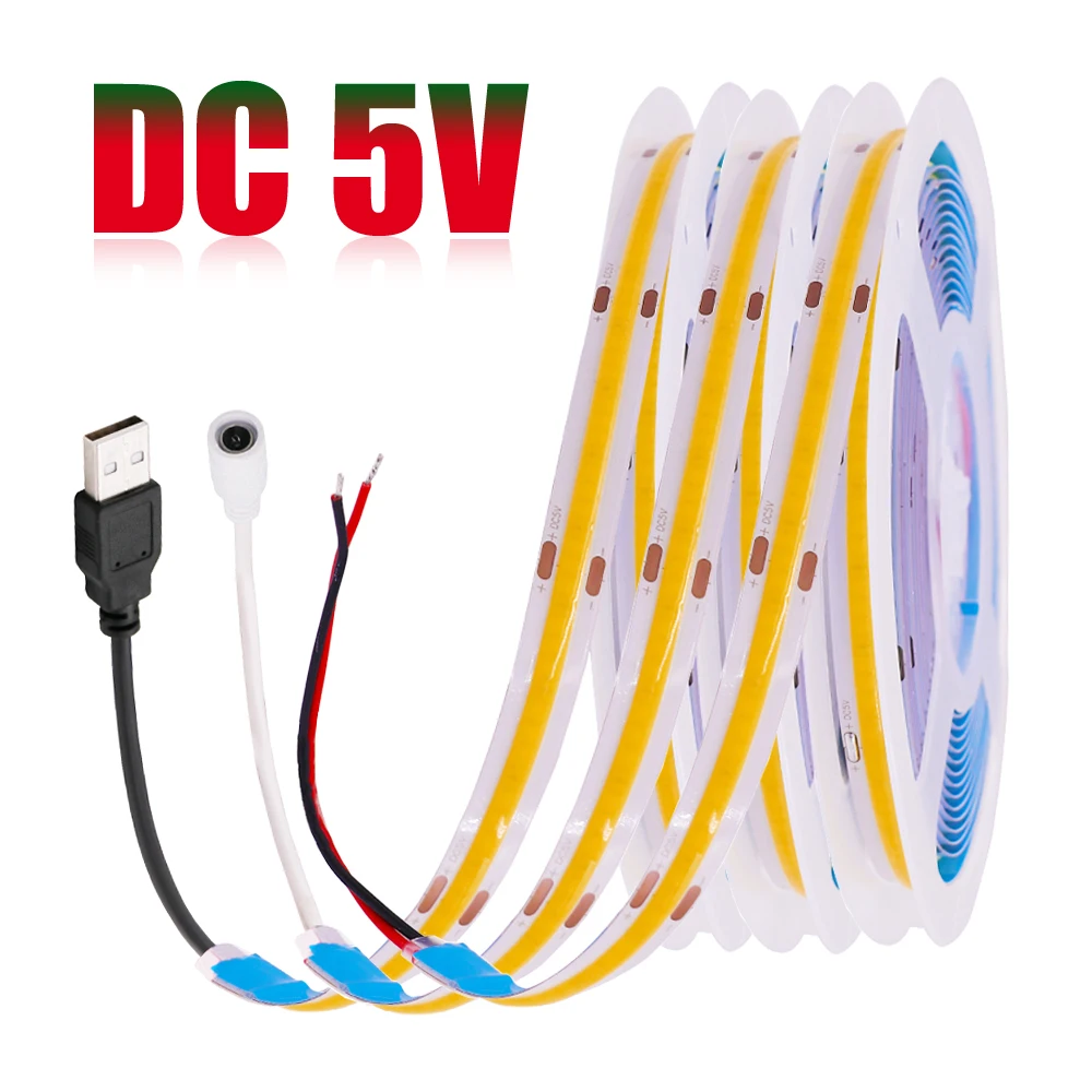 DC 5V LED COB Strip Light USB illuminazione lineare ad alta densità 320LED luci a