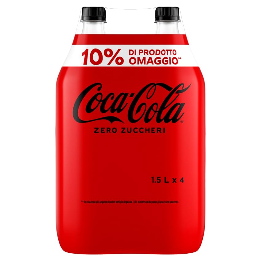 Coca-Cola Zero Zuccheri Zero Calorie - 4 Bottiglie da 1