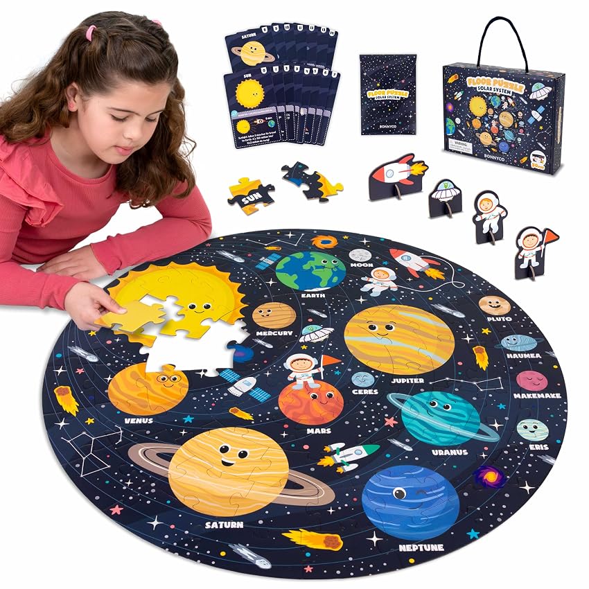 BONNYCO Puzzle Bambini XXL Sistema Solare da 70 Pezzi Grandi con Pianeti