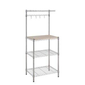 Amazon Basics Scaffale da cucina con tavola in legno