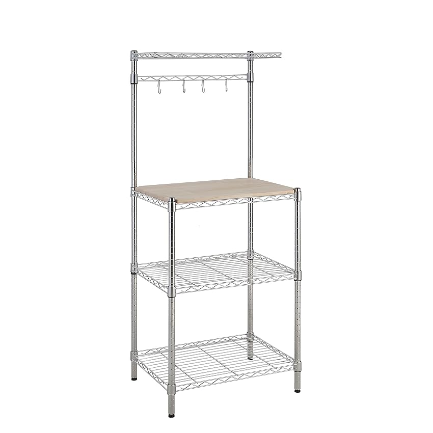 Amazon Basics Scaffale da cucina con tavola in legno