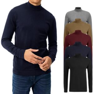 Maglione uomo Lupetto Invernale Cardigan Mezzo Collo Alto Maglia VEQUE