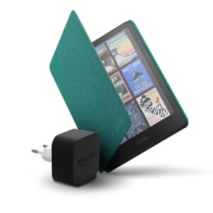 Amazon Kindle Colorsoft 16 GB + Custodia in tessuto verde giada + Caricatore da 9 W