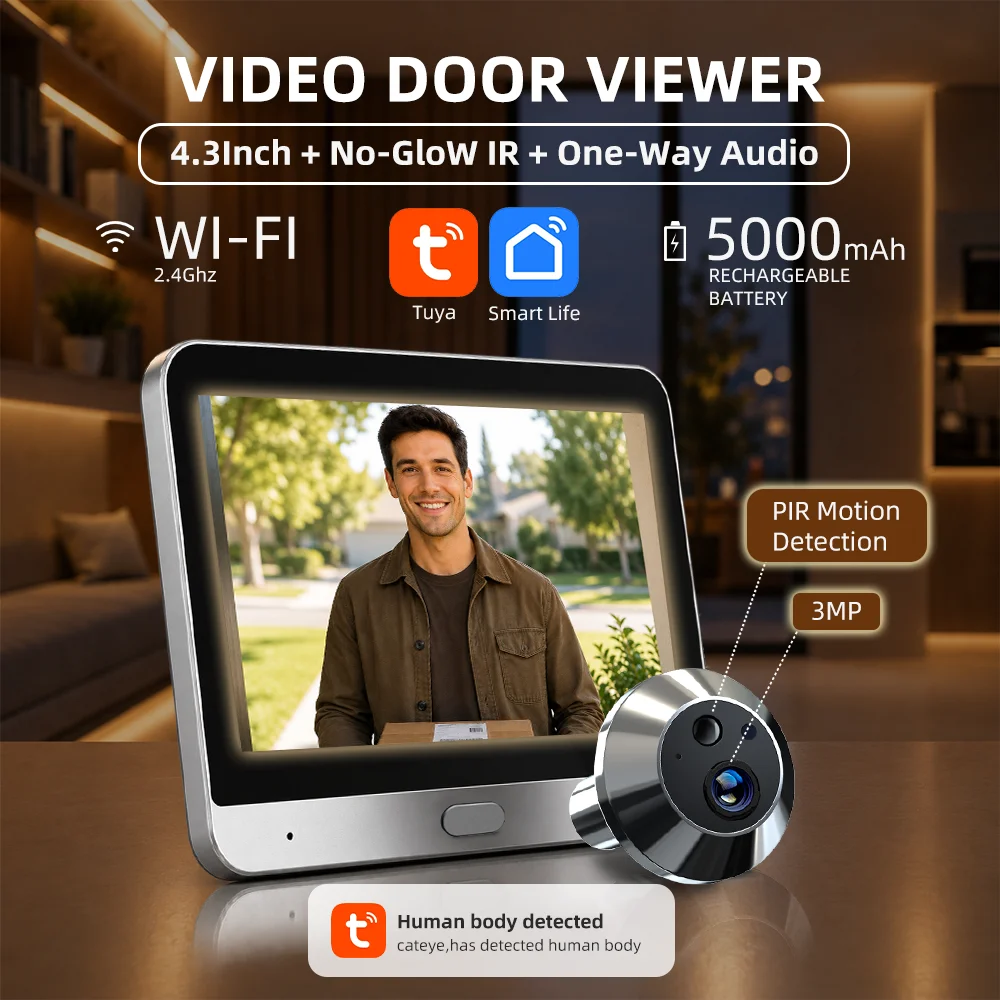 Tuya Smart 3MP 140° Ampio Angolo di Visione Mini Spioncino Digitale Eye Viewer WiFi