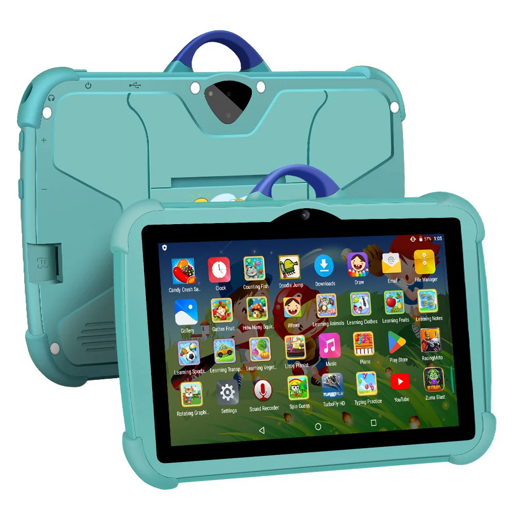 Tablet PC per bambini da 7 pollici con Android 13 Quad Core 4 GB RAM 64 GB ROM Apprendimento