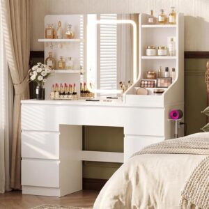 JUMMICO Toeletta da Trucco con Specchio LED Regolabile – Postazione Trucco Moderna