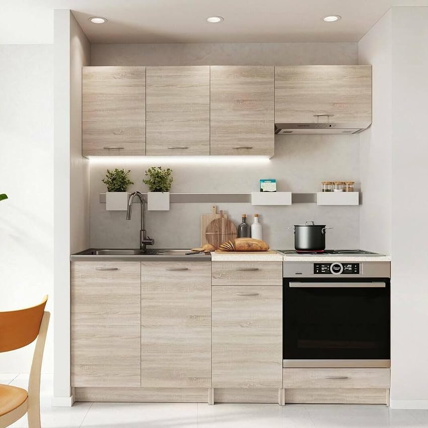 Dmora Cucina Completa Teano Marrone Rovere un Cassetto Modulabile