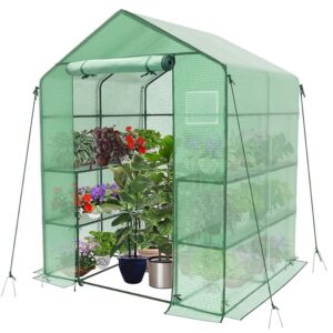 VOUNOT Serra da Giardino 143x143x195 cm con Porta Avvolgibile e Finestra di Osservazione