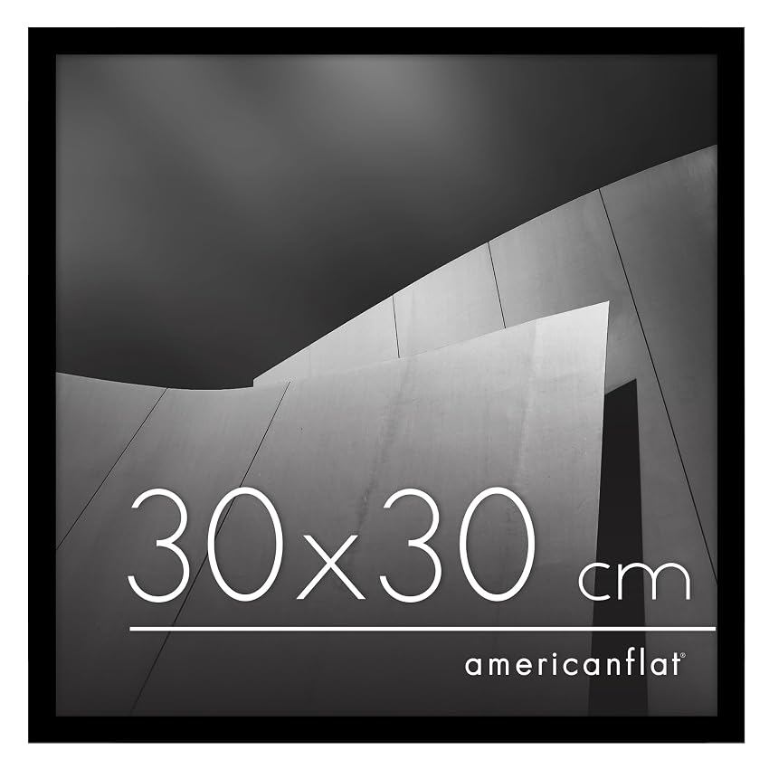 Americanflat Cornice 30x30 cm Nera - Cornice Quadrata con Bordo Sottile e Pannello