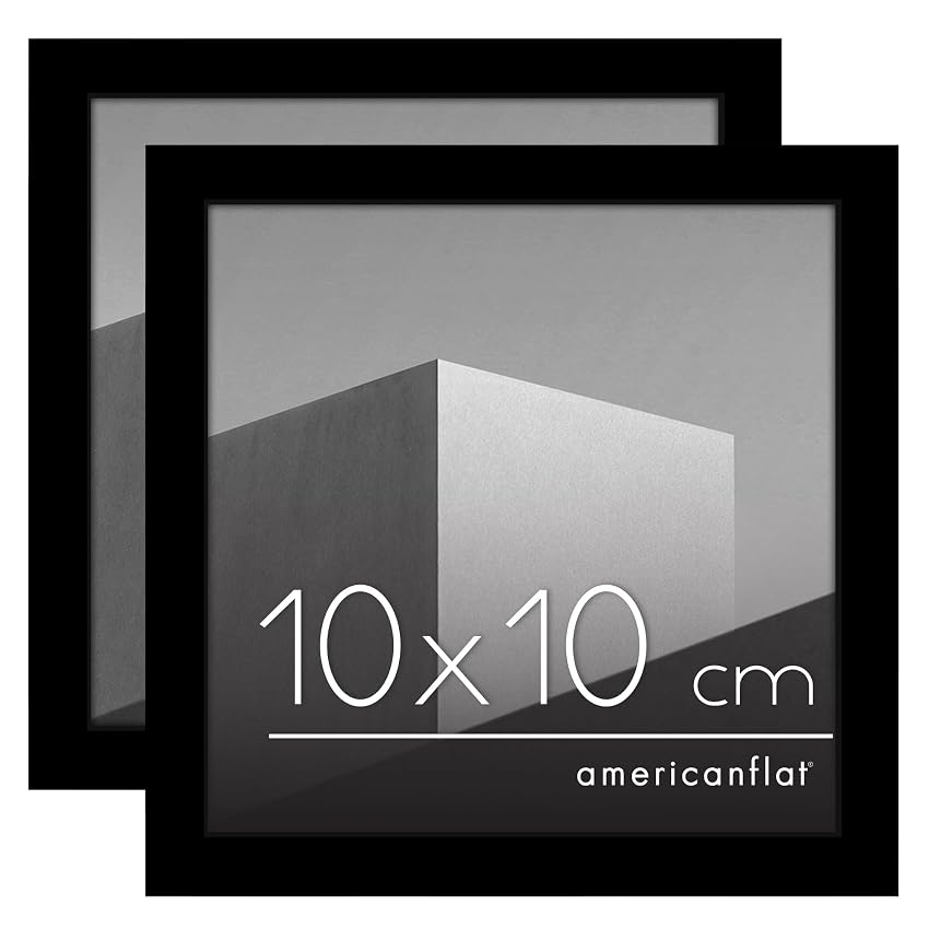 Americanflat Set di 2 Cornici 10x10 cm Nere - Cornici Quadrate con Bordo Sottile e