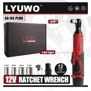 LYUWO Chiave elettrica ad angolo retto senza fili 12V 45NM Chiave a cricchetto da