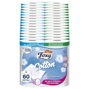 Foxy Cotton | Carta Igienica 5 Veli | 60 Rotoli