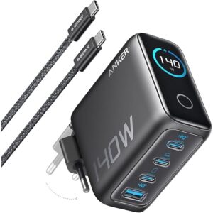 Anker caricatore USB C 140W GaN rapido compatto a 4 porte (nero)