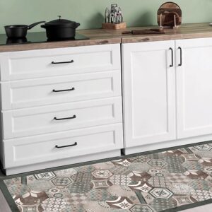 CREARREDA Tappeto cucina 120x50cm Hexagonal Green Tiles vinile antiscivolo e lavabile