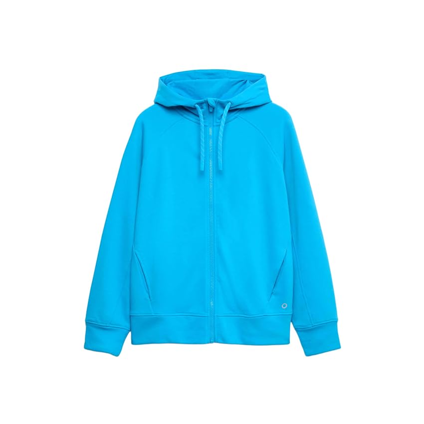 Marks & Spencer Felpa Relaxed con Cappuccio e Zip in Misto Cotone da Donna Blu
