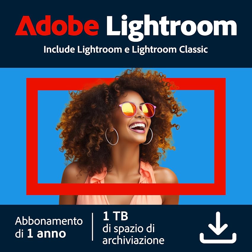 Adobe Lightroom incl. Lightroom Classic 1TB | Editor foto AI | 1 Anno | PC/Mac |Download Digitale