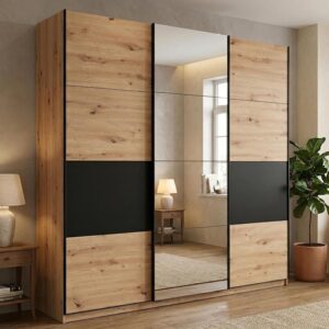 Dmora Guardaroba Grande Kamora 263x224h cm Marrone Rovere Nodi Appendiabiti 6 Ripiani