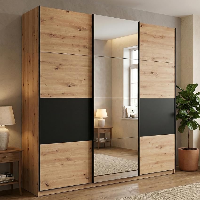 Dmora Guardaroba Grande Kamora 263x224h cm Marrone Rovere Nodi Appendiabiti 6 Ripiani
