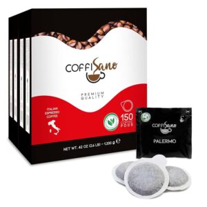 COFFISANO 150 Cialde Caff&egrave; in Filtro Carta Compostabile ESE 44 mm Miscela Palermo