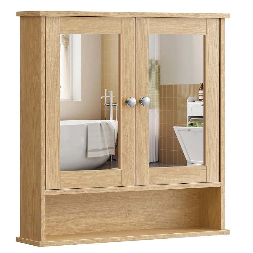 VASAGLE Armadio da Bagno con 2 Ante a Specchio