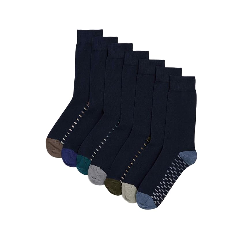 Marks & Spencer Confezione da 7 calze in misto cotone Cool & Fresh™ Uomo Marina
