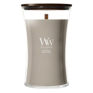 WoodWick Candela profumata | Candela a clessidra grande | Wood Smoke | Regali perfetti per donne