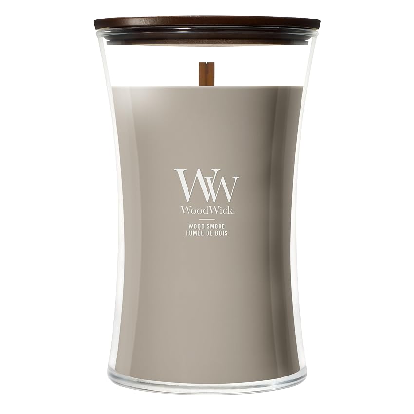 WoodWick Candela profumata | Candela a clessidra grande | Wood Smoke | Regali perfetti per donne