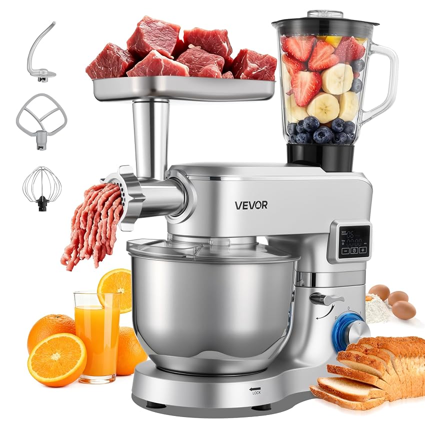 VEVOR Robot da Cucina Elettrico Multifunzionale da 1500 W con Ciotola in Acciaio Inox 5