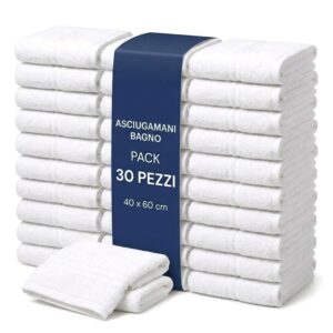 Caleffi Set 30 Asciugamani Bagno Ospiti Hotel B&B 100% Cotone 40x60 Bianco