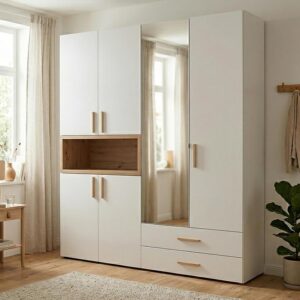 Dmora Guardaroba Grande Ichihara 179x227h cm Bianco 4 Ripiani 2 Cassetti