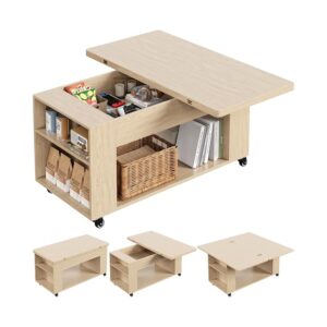 Yaheetech Tavolino da Salotto Pieghevole e Ruotabile 95x95x48.5 cm
