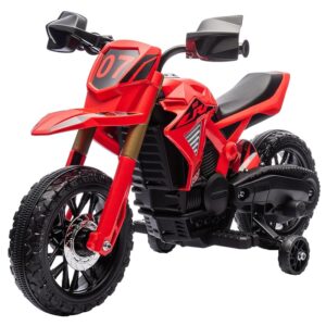 AIYAPLAY Moto Elettrica per Bambini 3-8 Anni con 12V Doppi Motori Rosso