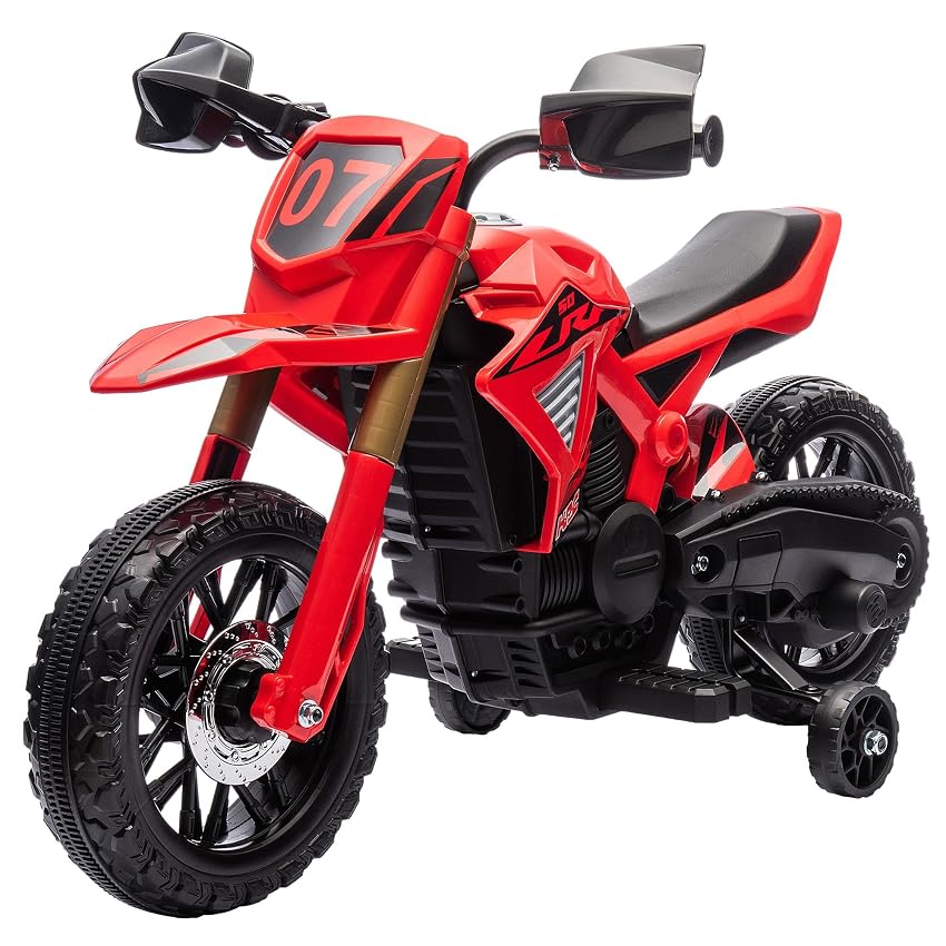 AIYAPLAY Moto Elettrica per Bambini 3-8 Anni con 12V Doppi Motori Rosso
