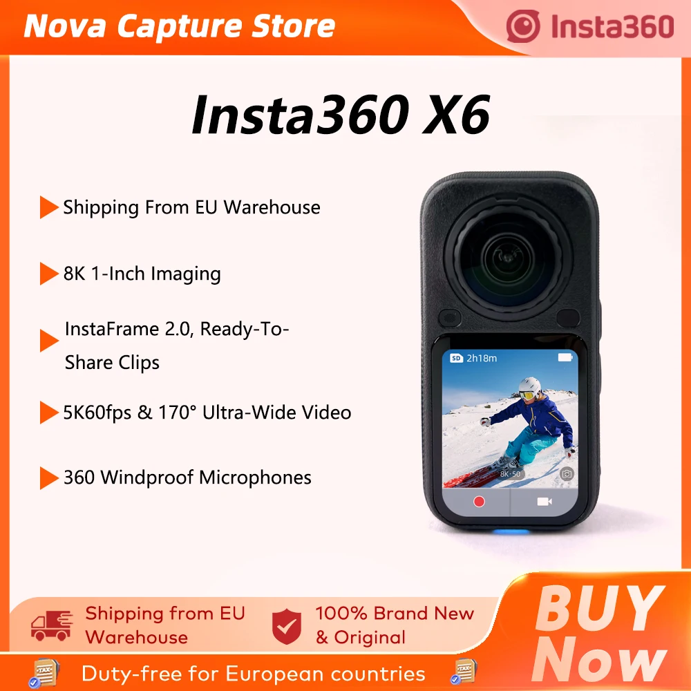 Insta360 X6 360° ° Action Camera 8K con cattura ad alta risoluzione e funzione di