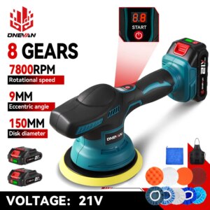ONEVAN Lucidatrice per auto elettrica 8 marce 7800 giri/min Cordless Auto Car Lucidatura