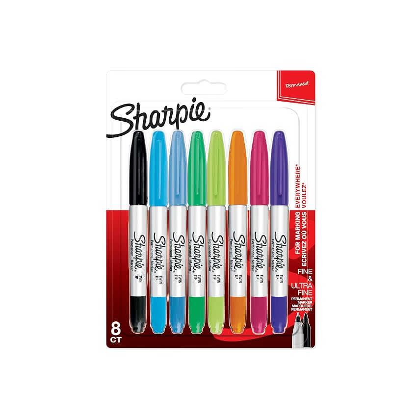 Sharpie pennarelli indelebili a doppia punta | punta fine e ultrafine | colori assortiti | 8 pezzi