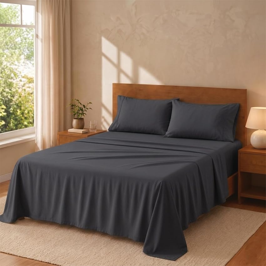 Degrees Home Premium – Set Lenzuola 4 Pezzi in Microfibra Spazzolata (200X200)