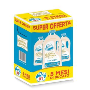 Spuma di Sciampagna - Detersivo Lavatrice Marsiglia 3x1215ml 81 Lavaggi