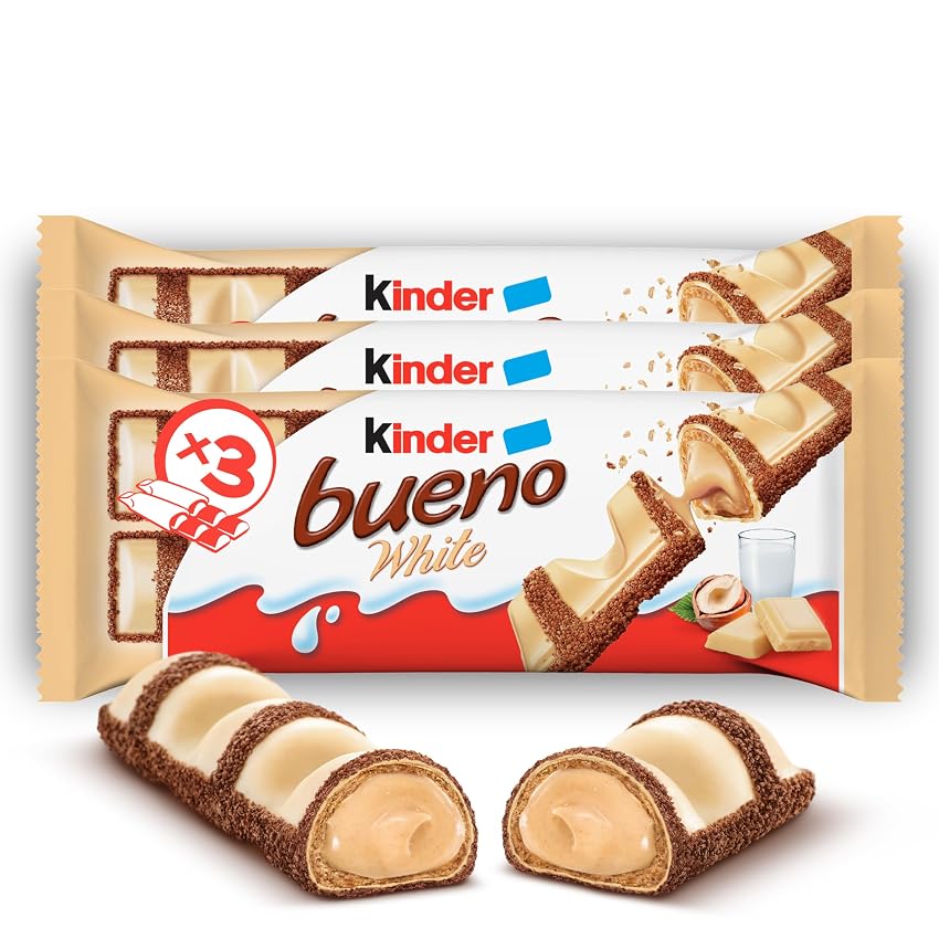 Kinder Bueno White - Snack al Cioccolato Bianco e Nocciola