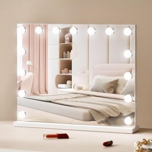 VEVOR Specchio per Trucco Hollywood con 15 Lampadine LED Dimmerabili
