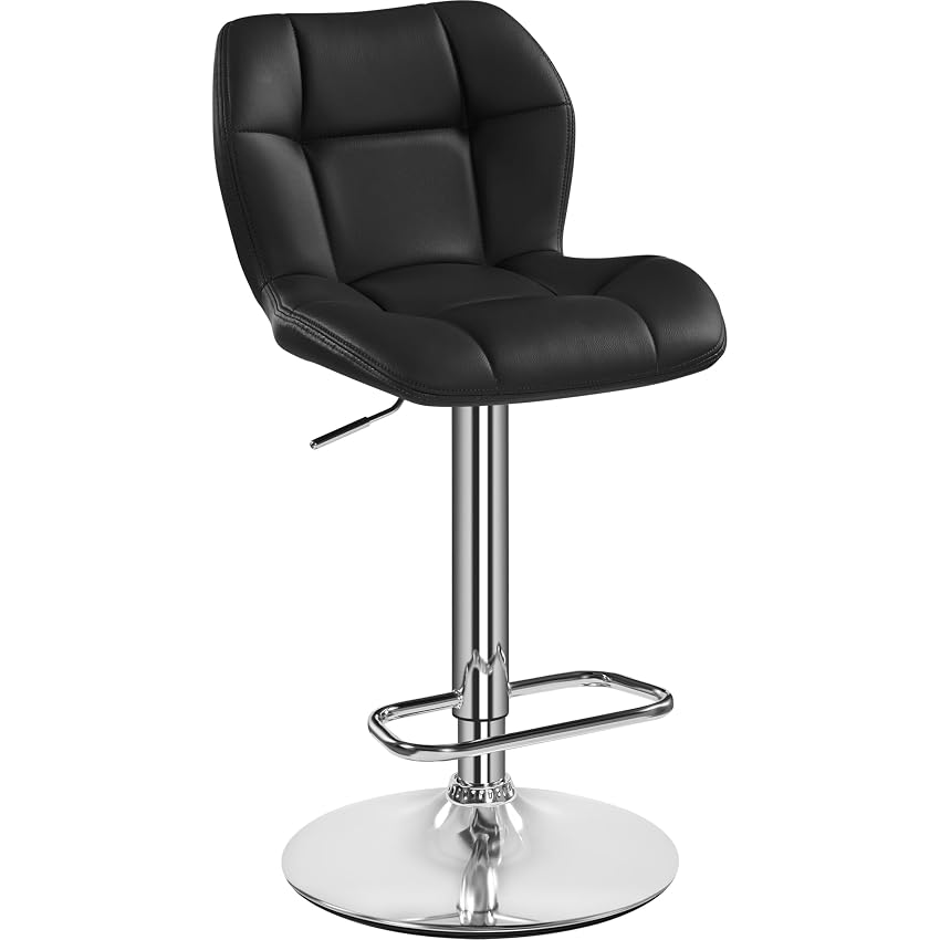 Yaheetech Sgabello Bar Alto Cucina in Similpelle Moderno con Schienale Nero