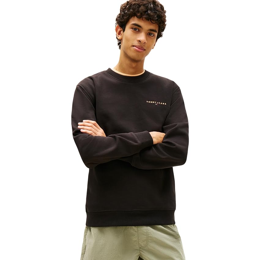 Tommy Jeans Uomo Felpa Linear Scollo Rotondo