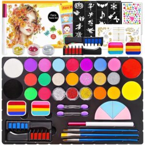 Mekkyes Truccabimbi Kit - 22 Colori Trucco Viso Bambini con 4 Colori Grandi e Adesivo per Tatuaggi