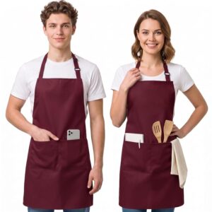 Utopia Kitchen Confezione da 2 grembiuli regolabili con 2 tasche